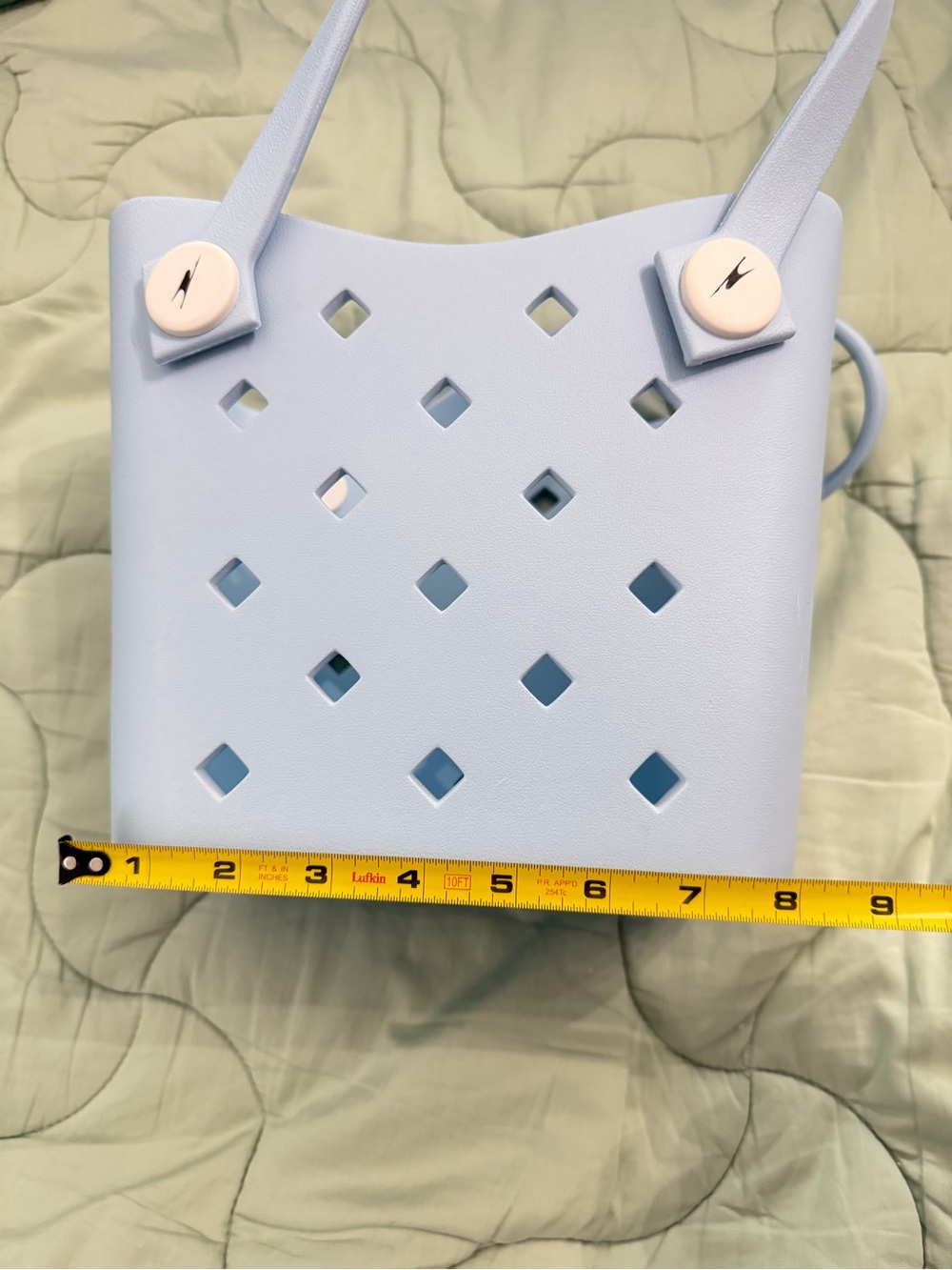 Pastel Blue Women's Tote with Diamond Cutout Detail - Picture 6 of 11